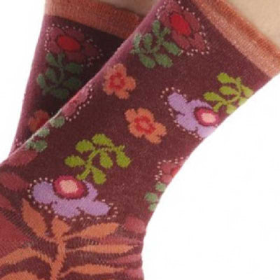 Chaussettes florales rouges pour elle