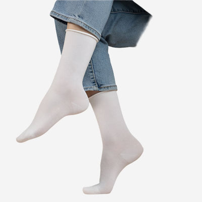 Twin Roads - Roll-Top Pure Cotton White Socks