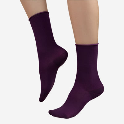 Twin Roads - Roll-Top Pure Cotton Purple Socks