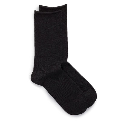 Twin Roads - Roll-Top Pure Cotton Black Socks