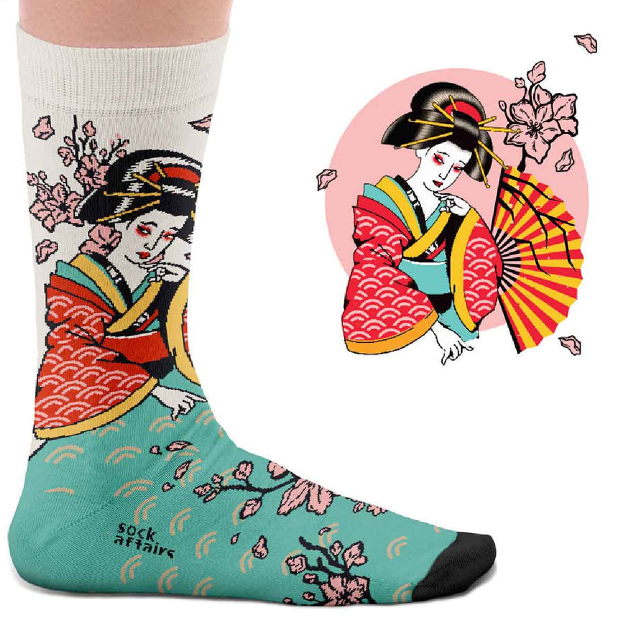 Chaussettes traditionnelles de tatouage geisha pour elle