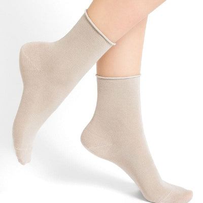 Twin Roads - Roll-Top Pure Cotton Ecru Ankle Socks