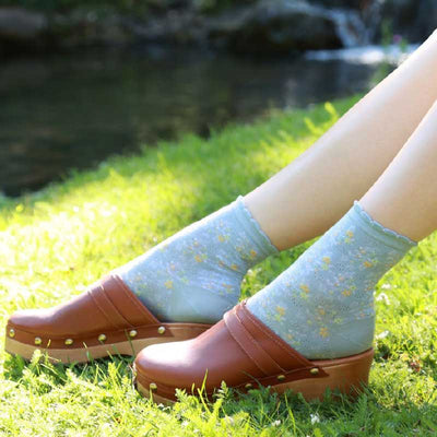 Twin Roads - Short Sky Blue Pointelle Socks for Her