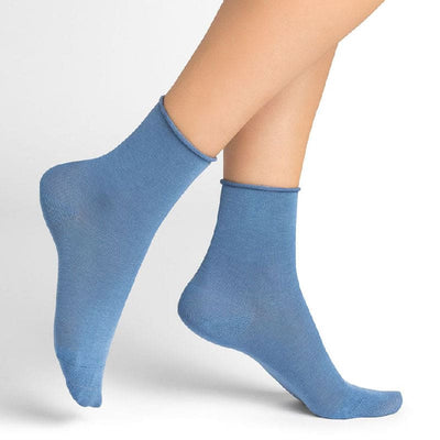 Twin Roads - Roll-Top Pure Cotton Electric Bue Ankle Socks
