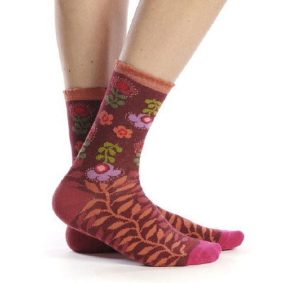 Chaussettes florales rouges pour elle