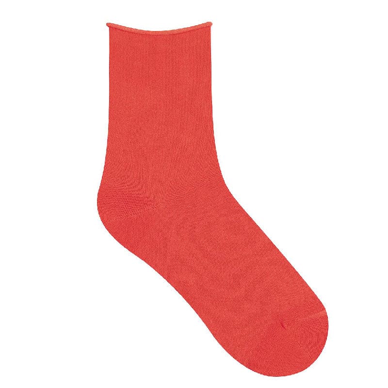 Roll-Top Pure Cotton Petunia Ankle Socks