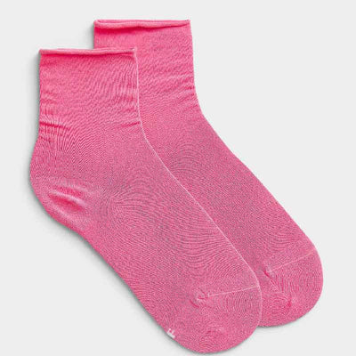 Twin Roads - Roll-Top Pure Cotton Pink Ankle Socks