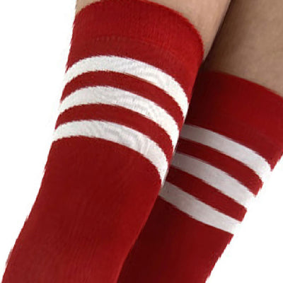 Twin Roads - Referee Over The Knee Socks Red/White